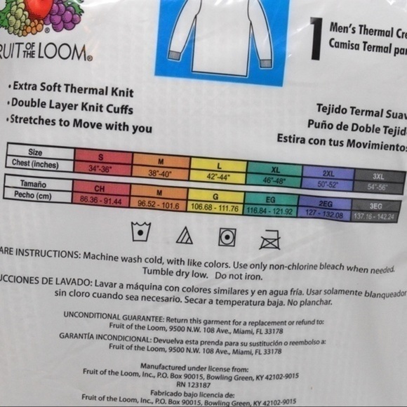 NEW Fruit of the Loom Thermal Soft Knit Long Sleeve 2XL Crew Neck, Color Natural - Picture 4 of 7